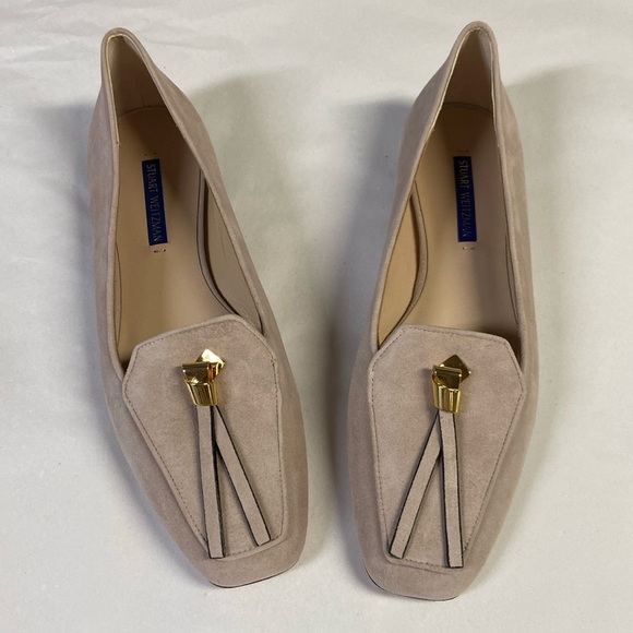 Stuart Weitzman Taupe Loafers with Gold Details - Picture 1 of 7